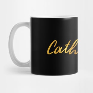 Catherine Name Hand Lettering in Faux Gold Letters Mug